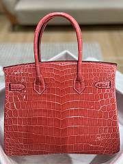 	 Kitlife Hermes Birkin Niloticus Crocodile Shiny Red Leather Gold Hardware - 30cm - 2