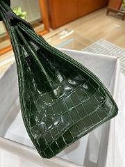 	 Kitlife Hermes Birkin Niloticus Crocodile Shiny Dark Green Leather Gold Hardware - 30cm - 4