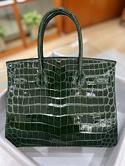 	 Kitlife Hermes Birkin Niloticus Crocodile Shiny Dark Green Leather Gold Hardware - 30cm - 3