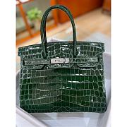 	 Kitlife Hermes Birkin Niloticus Crocodile Shiny Dark Green Leather Gold Hardware - 30cm - 1