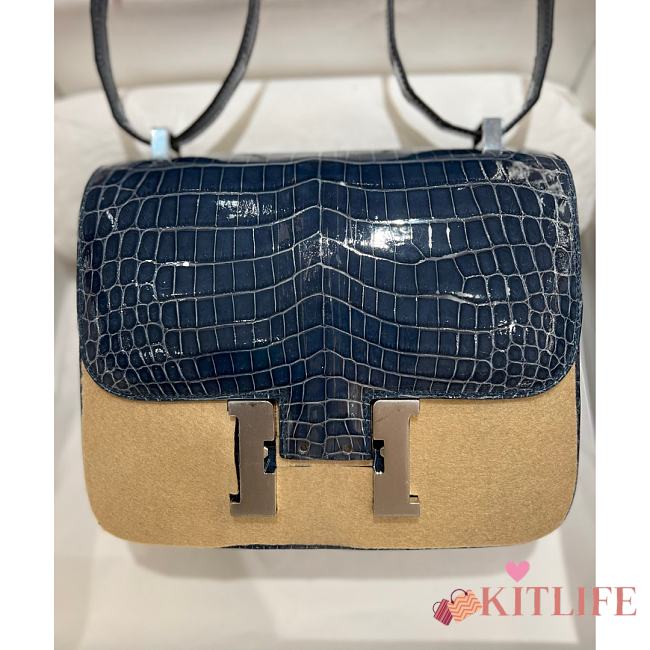 Kitlife Hermes Constance Niloticus Shiny Blue Leather - 24cm - 1