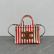 Kitlife Celine Canvas Calfskin Red Striped Small Triomphe Cabas Thais Nature - 29×19×13 - 1