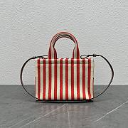 Kitlife Celine Canvas Calfskin Red Striped Small Triomphe Cabas Thais Nature - 29×19×13 - 3