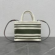 	 Kitlife Celine Canvas Calfskin Green Striped Small Triomphe Cabas Thais Nature - 29×19×13 - 5