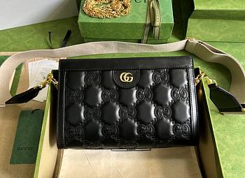 Kitlife Gucci GG matelassé black leather shoulder bag - W26cm x H17.5cm x D8cm