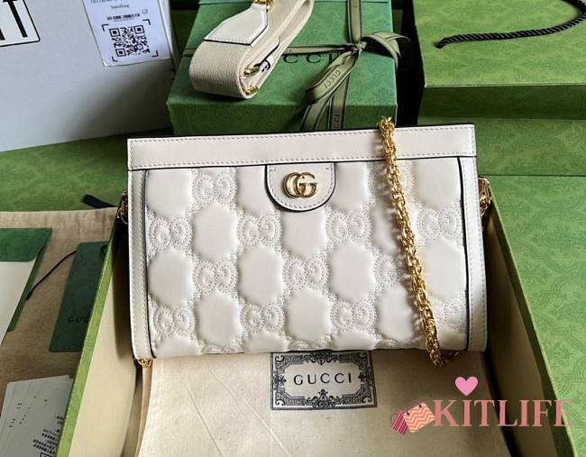 	 Kitlife Gucci GG matelassé white leather shoulder bag - W26cm x H17.5cm x D8cm - 1