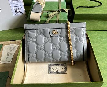 	 Kitlife Gucci GG matelassé grey leather shoulder bag - W26cm x H17.5cm x D8cm