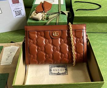 	 Kitlife Gucci GG matelassé brown leather shoulder bag - W26cm x H17.5cm x D8cm