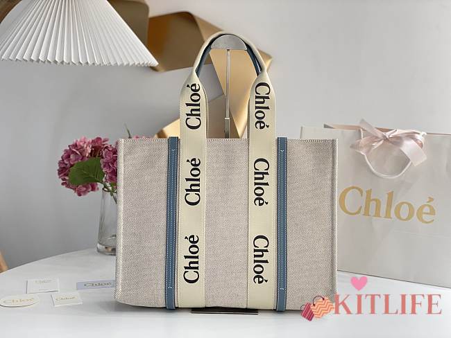 Kitlife Chloe Medium Woody Tote Bag Blue - 37*26*12cm - 1