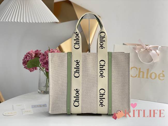 	 Kitlife Chloe Medium Woody Tote Bag Green - 37*26*12cm - 1