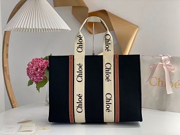 Kitlife Chloe large woody tote bag with strap black&brown - 45*33*13 cm