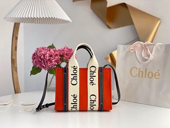 	 Kitlife Chloe small woody tote bag with strap Cashmere flame orange - 26.5 cmx20x8cm