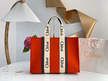 Kitlife Chloe large woody tote bag with strap flame orange - 45*33*13 cm