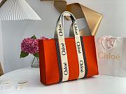 Kitlife Chloe large woody tote bag with strap flame orange - 45*33*13 cm - 5