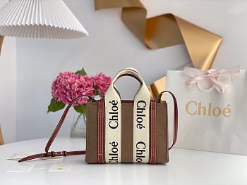 Kitlife Chloe small woody tote bag with strap light brown - 26.5 cmx20x8cm