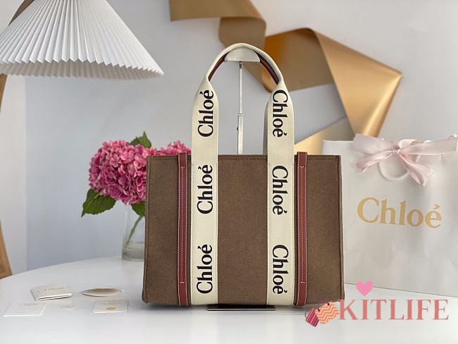 	 Kitlife Chloe medium woody tote bag with strap light brown - 37*26*12cm - 1