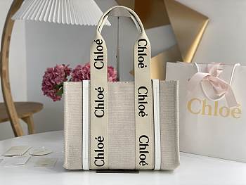 Kitlife Chloe medium woody tote bag with strap white - 37*26*12cm