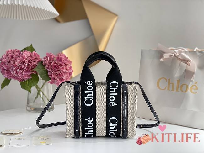 	 Kitlife Chloe small woody tote bag with strap black - 26.5 cmx20x8cm - 1
