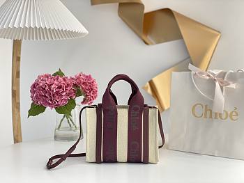 Kitlife Chloe medium woody tote bag with strap burgundy - 26.5 cmx20x8cm