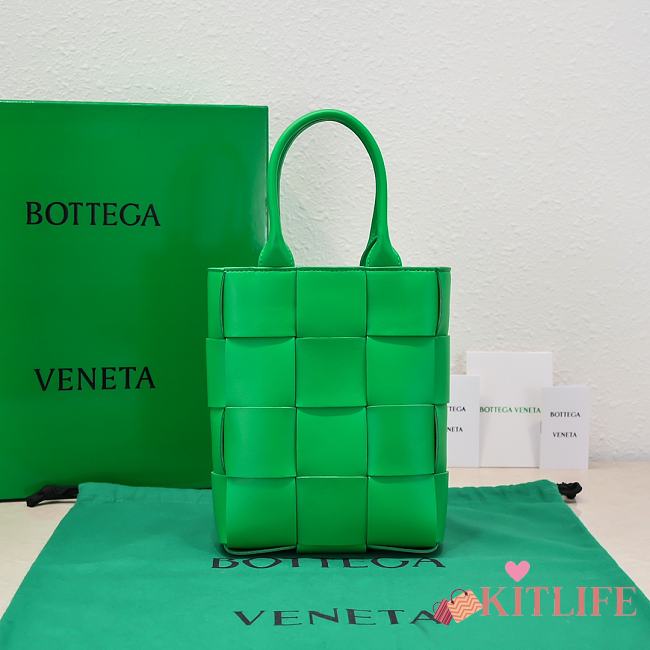 Kitlife Bottega Veneta Small Cassette Tote Bag Green - 22*16.5*5.5cm - 1