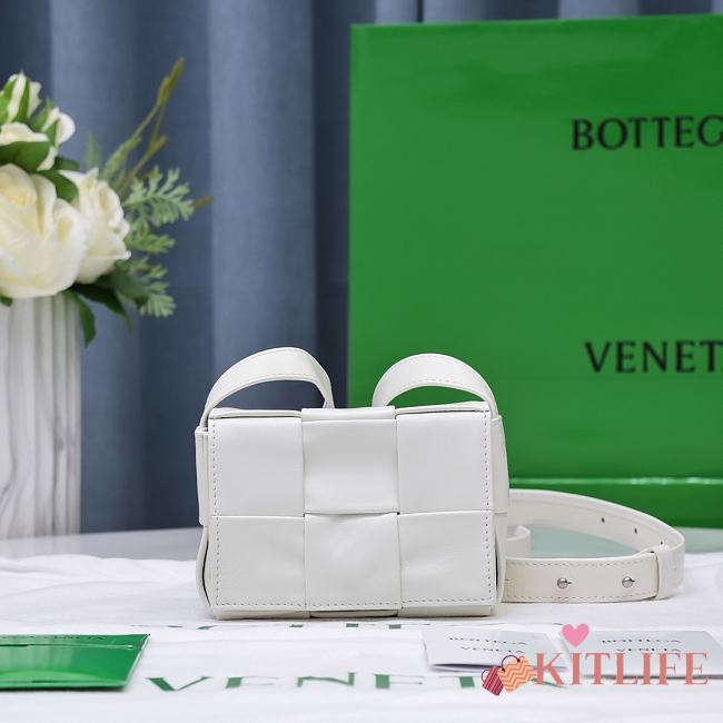 Kitlife Bottega Veneta Salon 03 Cassette Intrecciato White Leather - 12x8x4cm - 1