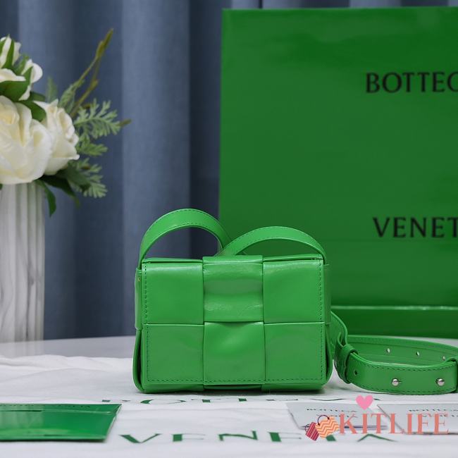 	 Kitlife Bottega Veneta Salon 03 Cassette Intrecciato Parakeet Leather - 12x8x4cm - 1
