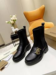 	 Kitlife Burberry Monogram Motif Brushed Leather Chelsea Boots in Black - 5
