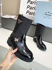 	 Kitlife Prada Black Logo Plaque Combat Boots 2 - 4