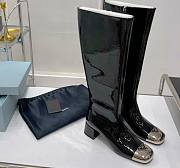 Kitlife Prada Knee High Boot Patent Leather - Black, Beige - 1