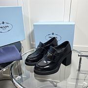 Kitlife Prada Chocolate high-heeled brushed leather loafers -white, black - 2