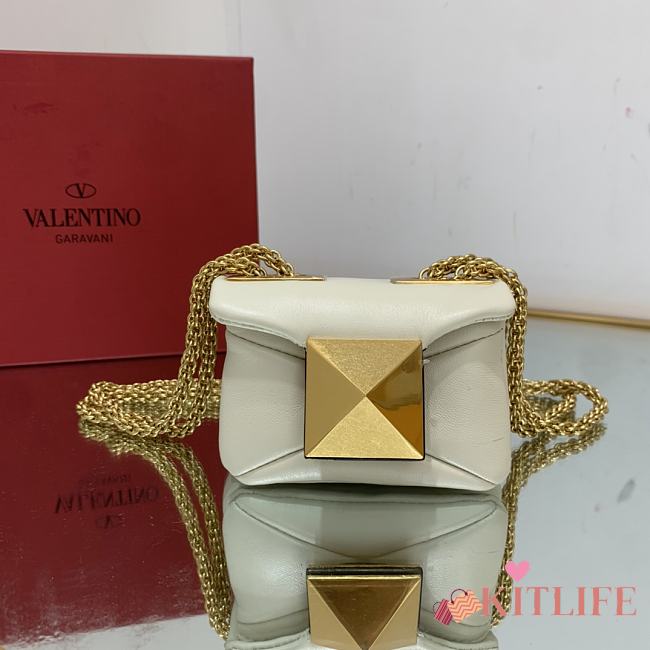 Kitlife Valentino ONE STUD NAPPA MICRO BAG WITH CHAIN Ivory - 11x8x5cm - 1