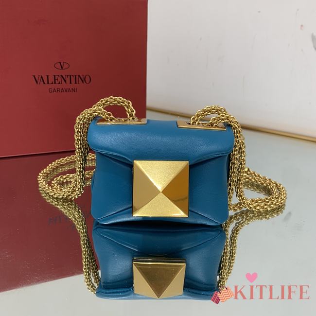 	 Kitlife Valentino ONE STUD NAPPA MICRO BAG WITH CHAIN ULTRA MARINE GREEN - 11x8x5cm - 1