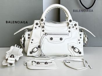 Kitlife Balenciaga NEO CAGOLE XS HANDBAG WITH RHINESTONES WHITE - 26x13x18cm