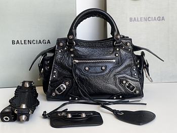 	 Kitlife Balenciaga NEO CAGOLE XS HANDBAG WITH RHINESTONES BLACK - 26x13x18cm