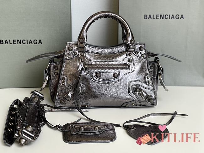 	 Kitlife Balenciaga NEO CAGOLE XS HANDBAG WITH RHINESTONES SILVER - 26x13x18cm - 1