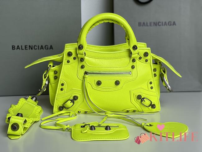 	 Kitlife Balenciaga NEO CAGOLE XS HANDBAG WITH RHINESTONES YELLOW - 26x13x18cm - 1