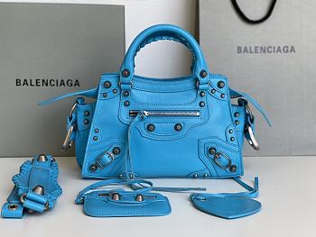 	 Kitlife Balenciaga NEO CAGOLE XS HANDBAG WITH RHINESTONES BLUE - 26x13x18cm