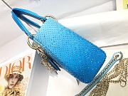 Kitlife Dior Lady Mini Metallic Blue Gradient Lambskin with Bead Embroidery - 17×15×7cm - 4