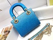 Kitlife Dior Lady Mini Metallic Blue Gradient Lambskin with Bead Embroidery - 17×15×7cm - 5
