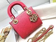 	 Kitlife Dior Lady Mini Metallic Red Gradient Lambskin with Bead Embroidery - 17×15×7cm - 1