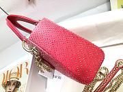 	 Kitlife Dior Lady Mini Metallic Red Gradient Lambskin with Bead Embroidery - 17×15×7cm - 4