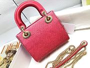 	 Kitlife Dior Lady Mini Metallic Red Gradient Lambskin with Bead Embroidery - 17×15×7cm - 2