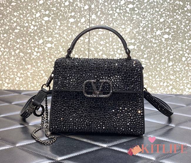 	 Kitlife Valentino VSLING MINI HANDBAG WITH SPARKLING EMBROIDERY BLACK - 19 x 13 x 9cm - 1