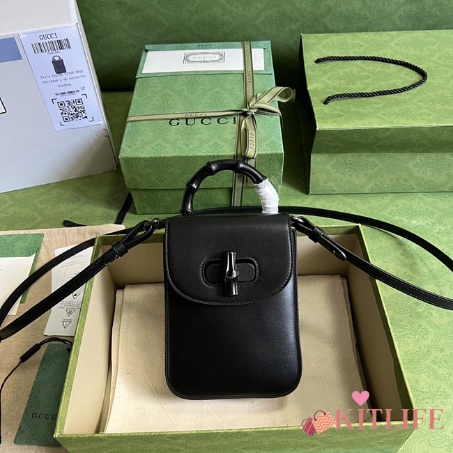 Kitlife Gucci Bamboo mini handbag black hardware - 16x14x4cm - 1