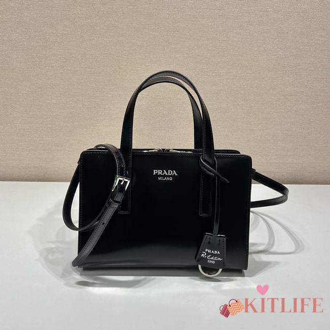 Kitlife Prada Re-Edition 1995 brushed-leather mini handbag black - 1BA357 - 22.5x15x6cm - 1