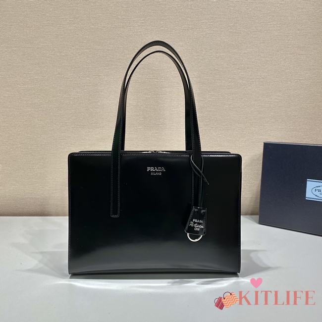 Kitlife Prada Re-Edition 1995 brushed-leather medium handbag black - 1BA350 - 30x21x8cm - 1