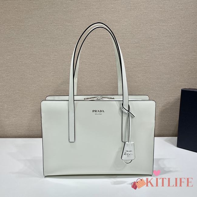 Kitlife Prada Re-Edition 1995 brushed-leather medium handbag white - 1BA350 - 30x21x8cm - 1