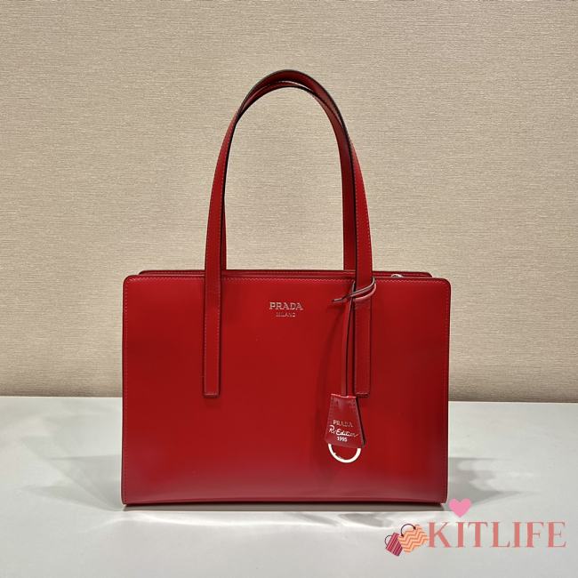 Kitlife Prada Re-Edition 1995 brushed-leather medium handbag red - 1BA350 - 30x21x8cm - 1