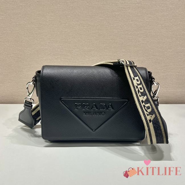 Kitlife Prada Saffiano leather shoulder bag black - 2VD046 - 26x18x6.5cm - 1