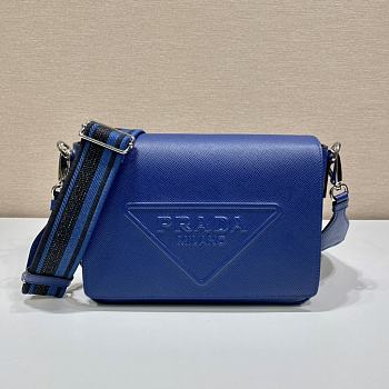 	 Kitlife Prada Saffiano leather shoulder bag bluette - 2VD046 - 26x18x6.5cm